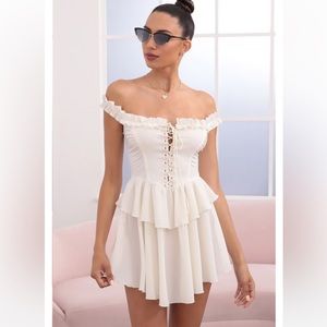 Lucy in the Sky Ivory Off-Shoulder Dress
